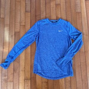 Nike long sleeve women’s blue running shirt dri fit XS